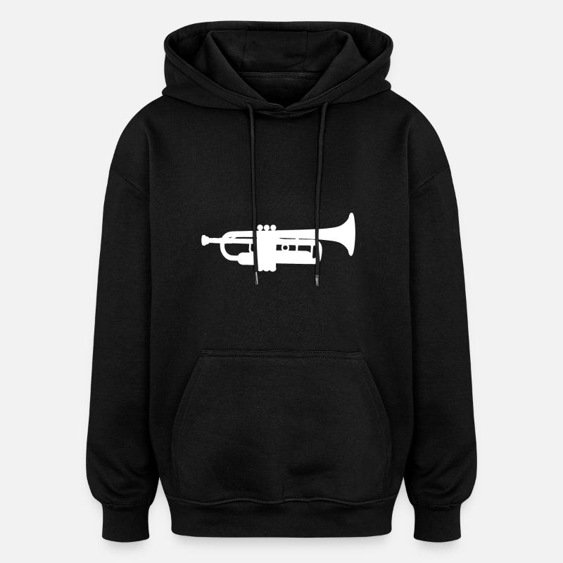 Trompete Weiß - Oversized Unisex Hoodie - Schwarz