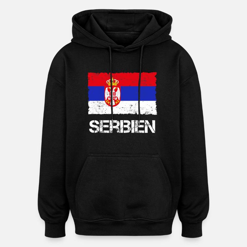 Serbie - Sweat à capuche oversize unisexe - noir