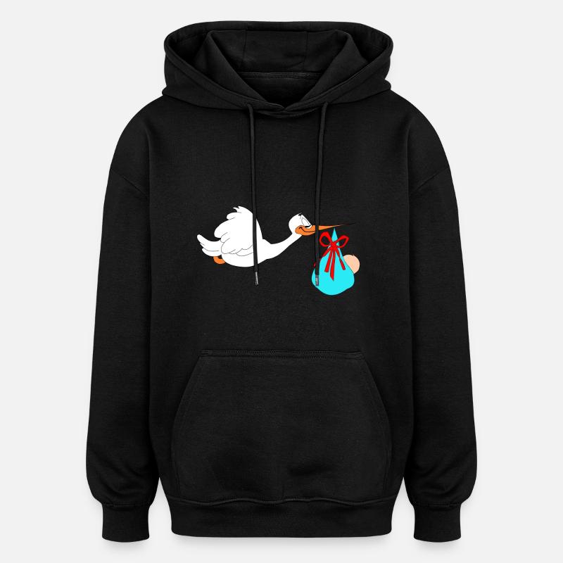 Stork apporte bébé - Sweat à capuche oversize unisexe - noir