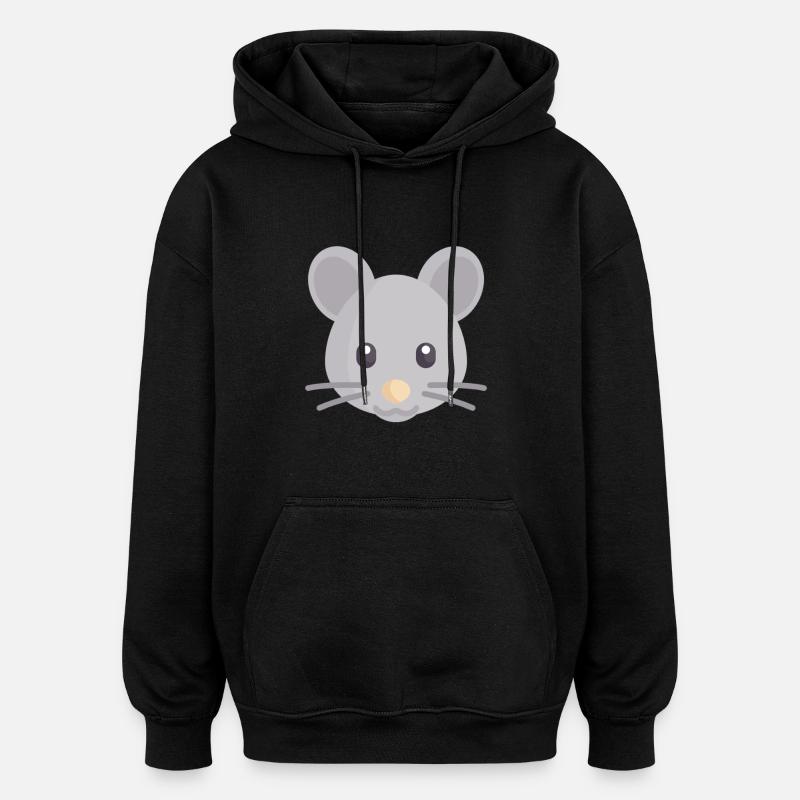souris grise douce - Sweat à capuche oversize unisexe - noir