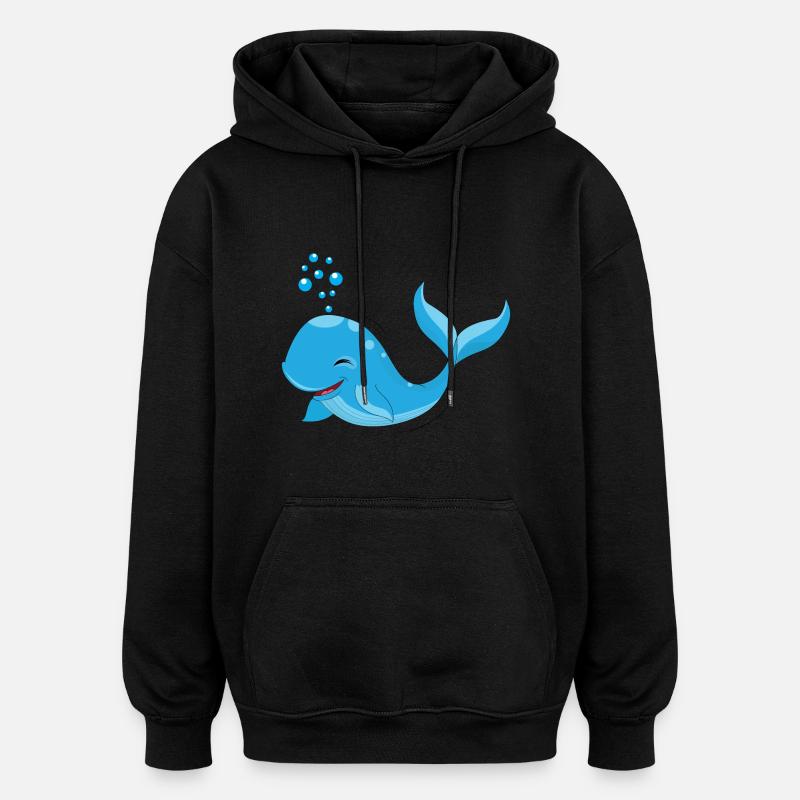 baleine - Sweat à capuche oversize unisexe - noir