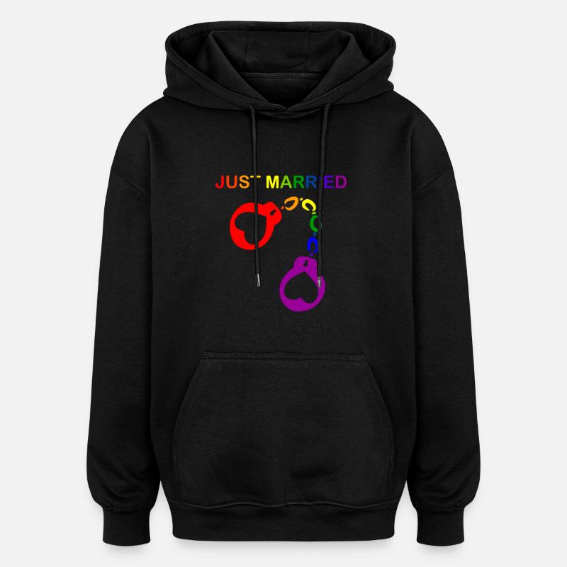 Mariage gay récemment marié - Sweat à capuche oversize unisexe - noir
