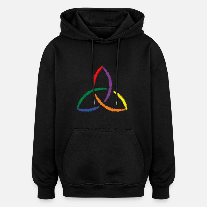Symbole celtique Triquetra Arc-en-ciel - Sweat à capuche oversize unisexe - noir