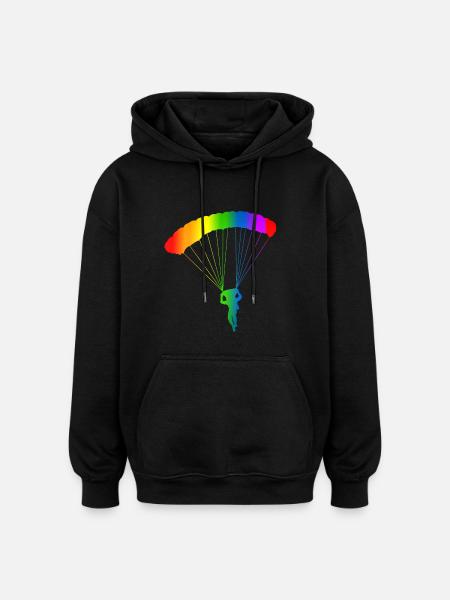 Bunter Fallschirm Regenbogen - Oversized Unisex Hoodie - Schwarz