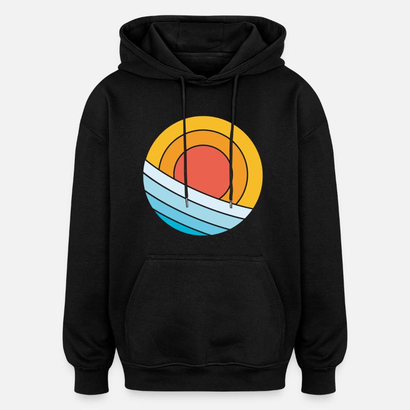 Soleil et mer - Sweat à capuche oversize unisexe - noir