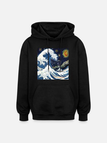 Kanagawa Waves, Japans, Grote Golf, Natuurliefhebber - Oversized uniseks hoodie - zwart