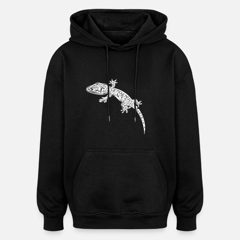 Petit gecko sur le mur - Sweat à capuche oversize unisexe - noir