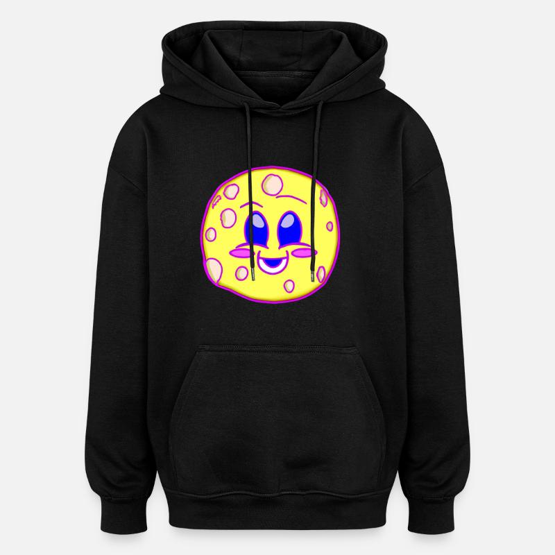 Lune laide Kawaii - Sweat à capuche oversize unisexe - noir