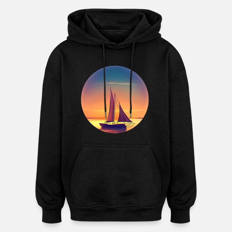 Voilier Sunset Design - Sweat à capuche oversize unisexe - noir