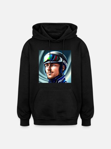 Skispringer Portrait - Oversized Unisex Hoodie - Schwarz