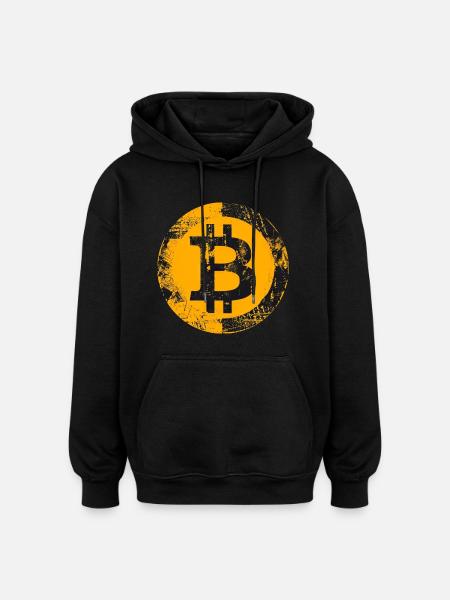 Bitcoin Grunge Digital Gold - Oversized Unisex Hoodie - black