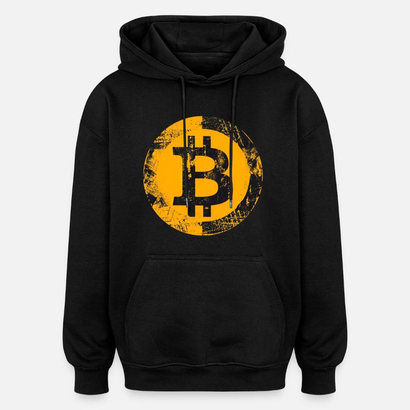 Bitcoin Grunge Digitales Gold - Oversized Unisex Hoodie - Schwarz