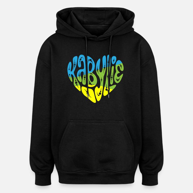 Kabylie Dans Mon Cœur - Sweat à capuche oversize unisexe - noir