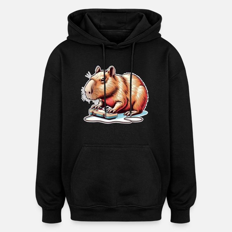 Capybara Gaming Nerd - Oversized Unisex Hoodie - black