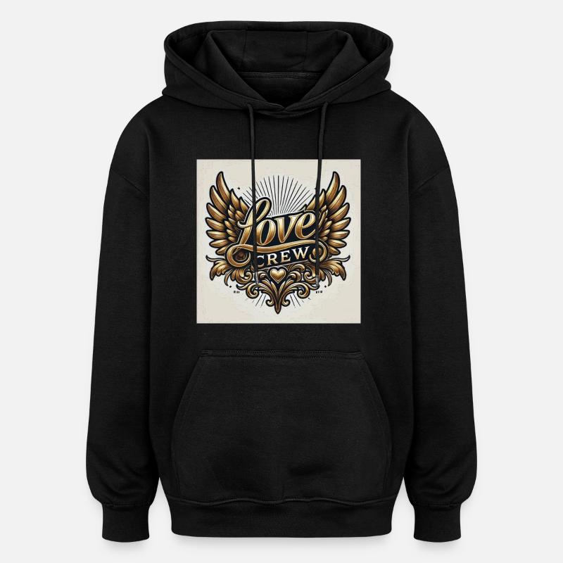 Love Crew "Gold Wings" - Oversized Unisex Hoodie - black
