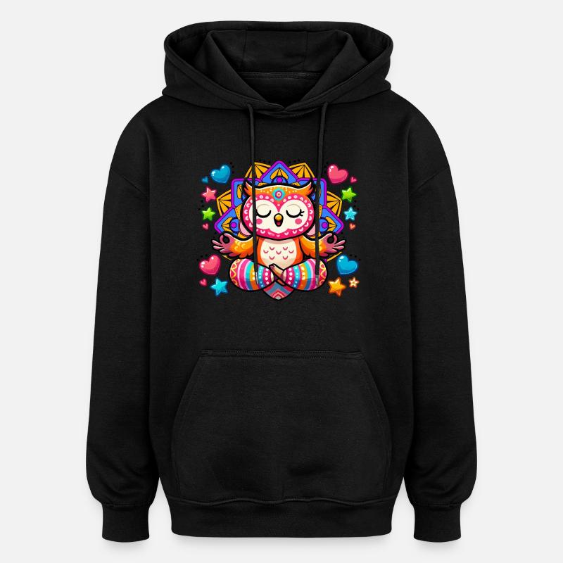 Eule Mandala Yoga - Oversized Unisex Hoodie - Schwarz
