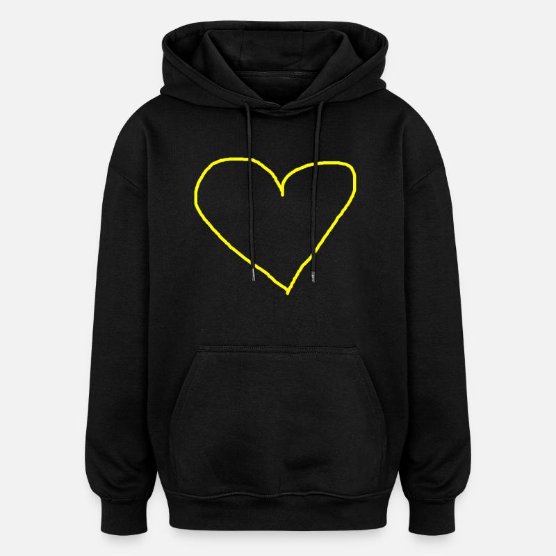 Herz gelb Herzchen Geschenkidee - Oversized Unisex Hoodie - Schwarz