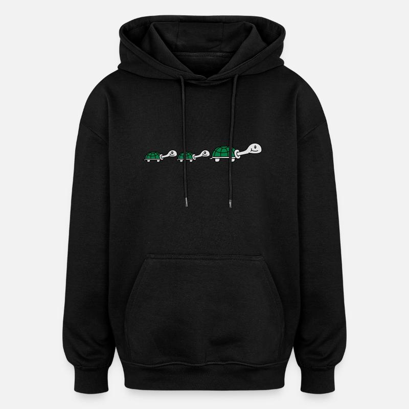 Cute Turtle Family - Sweat à capuche oversize unisexe - noir