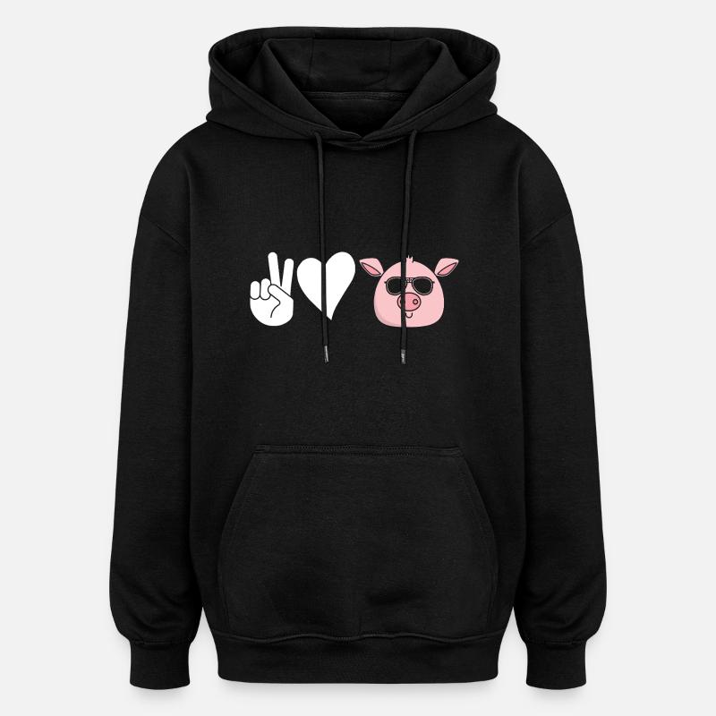 Cochon - Sweat à capuche oversize unisexe - noir