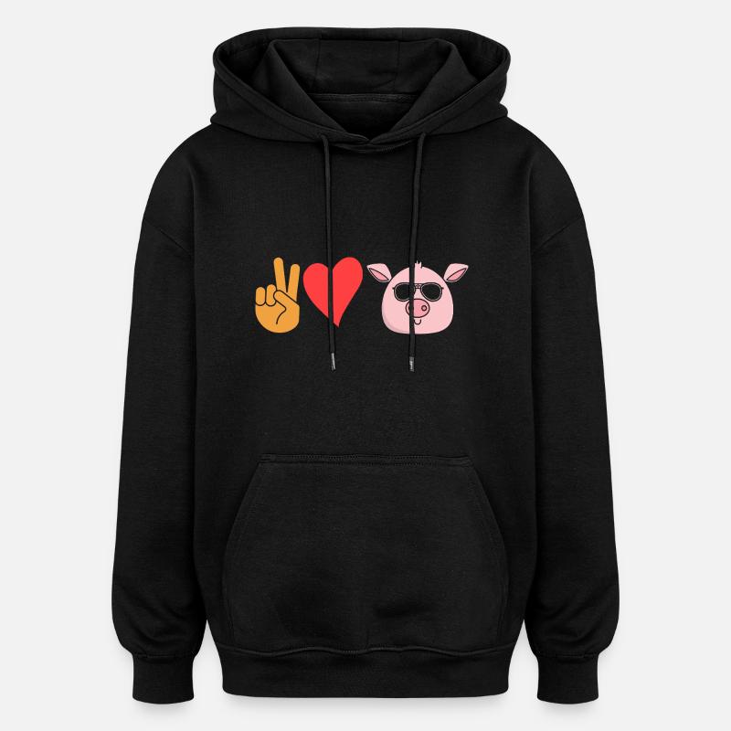 Cochon - Sweat à capuche oversize unisexe - noir