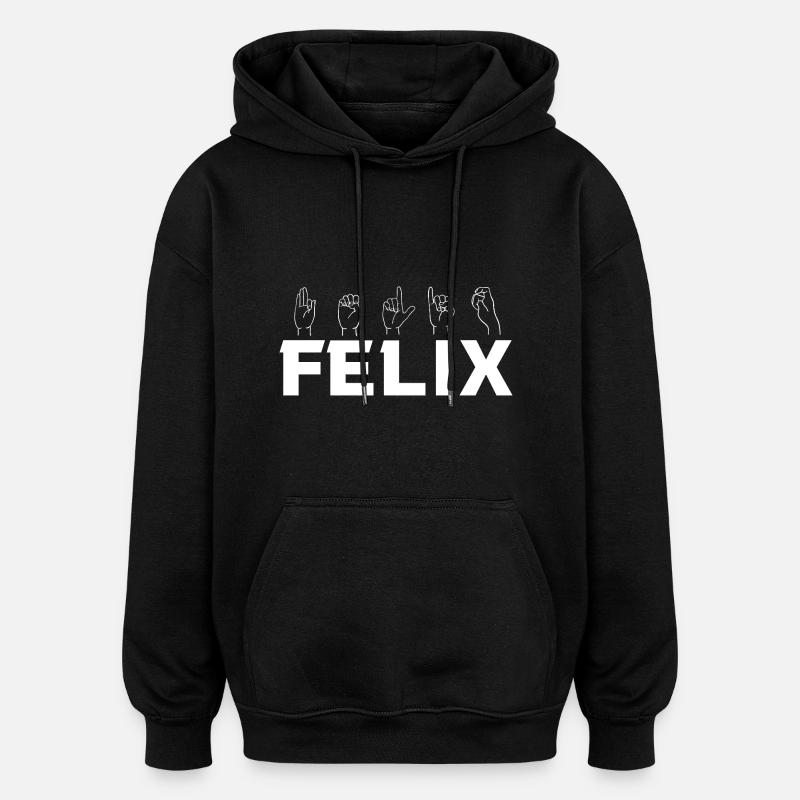 Langue des signes Felix - Sweat à capuche oversize unisexe - noir