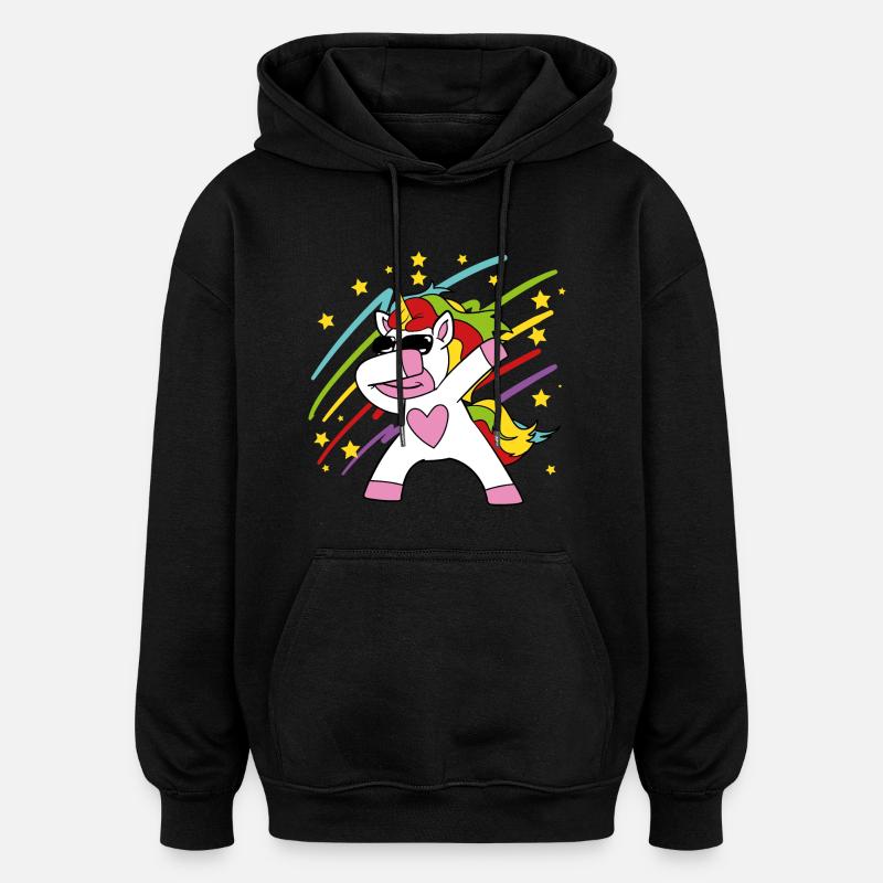Tamponner, licorne - Sweat à capuche oversize unisexe - noir
