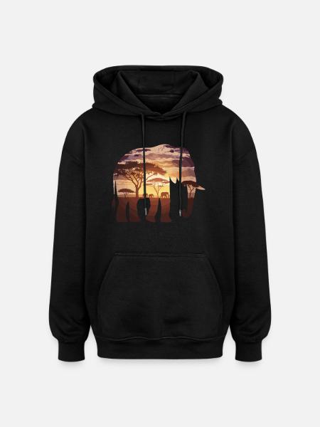 Elefant Afrika Safari - Oversized Unisex Hoodie - Schwarz