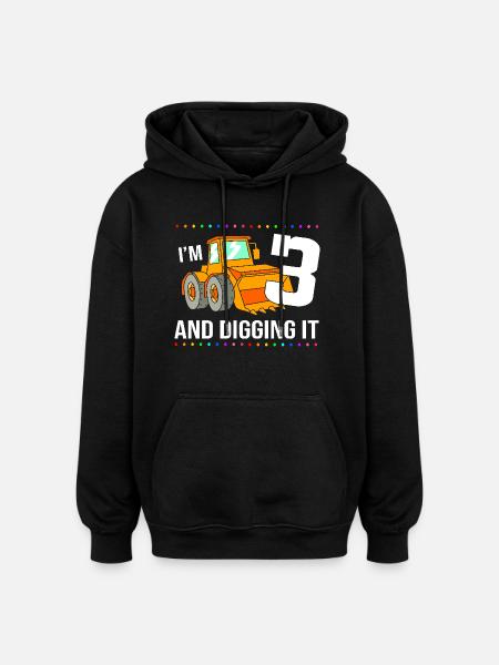 Children's birthday party construction site - Oversized Unisex Hoodie - black