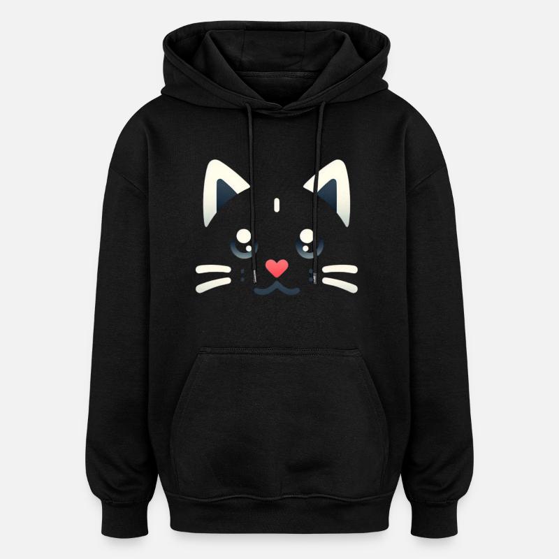 Chatons Kawaii, Animaux de compagnie - Sweat à capuche oversize unisexe - noir