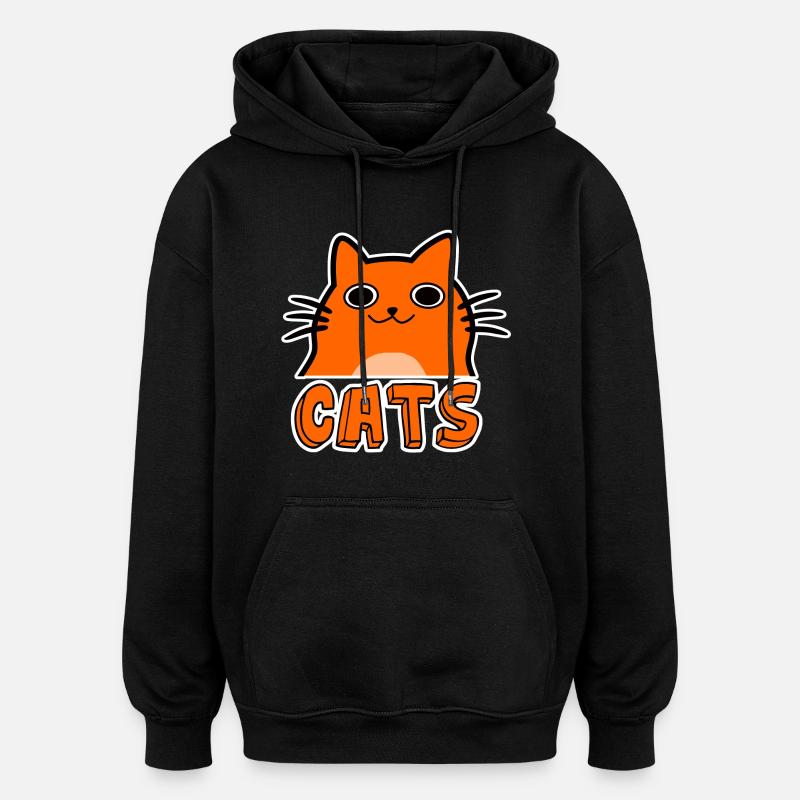 Süße Comic Katze - Oversized Unisex Hoodie - Schwarz
