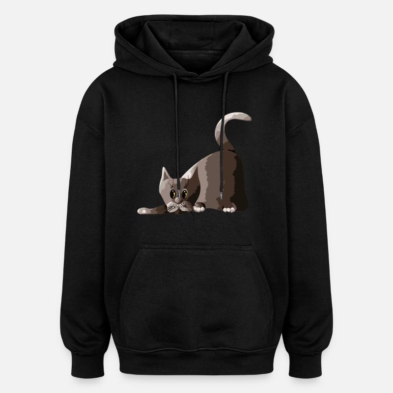 chat - Sweat à capuche oversize unisexe - noir