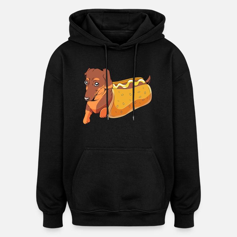 Collation hot-dog - Sweat à capuche oversize unisexe - noir