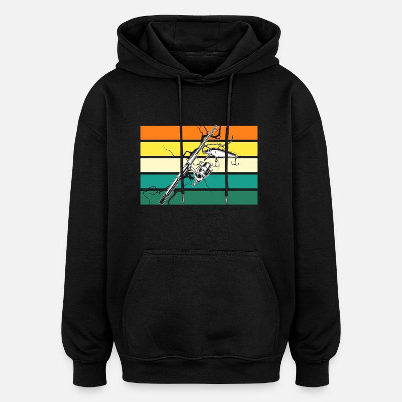 Pêche à la ligne - Sweat à capuche oversize unisexe - noir