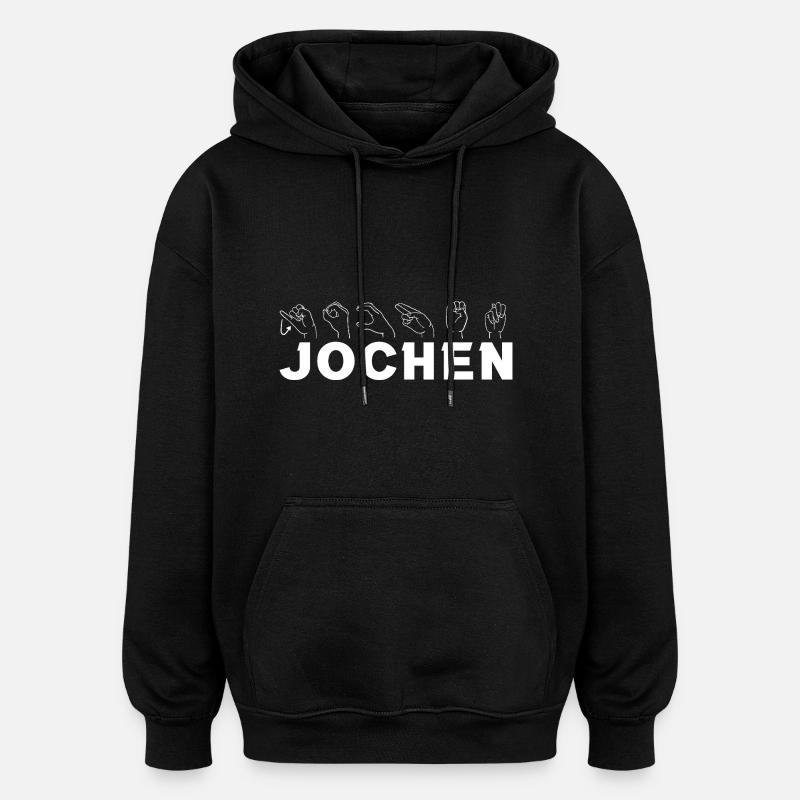 Langue des signes Jochen - Sweat à capuche oversize unisexe - noir
