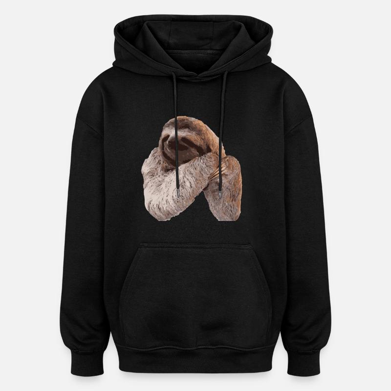 Faultier / Sloth - Oversized Unisex Hoodie - Schwarz