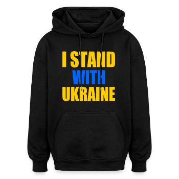 I stand with ukraine - Oversized Unisex Hoodie - black - Front - Noah (186cm)