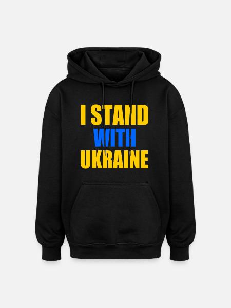 I stand with ukraine - Oversized Unisex Hoodie - black
