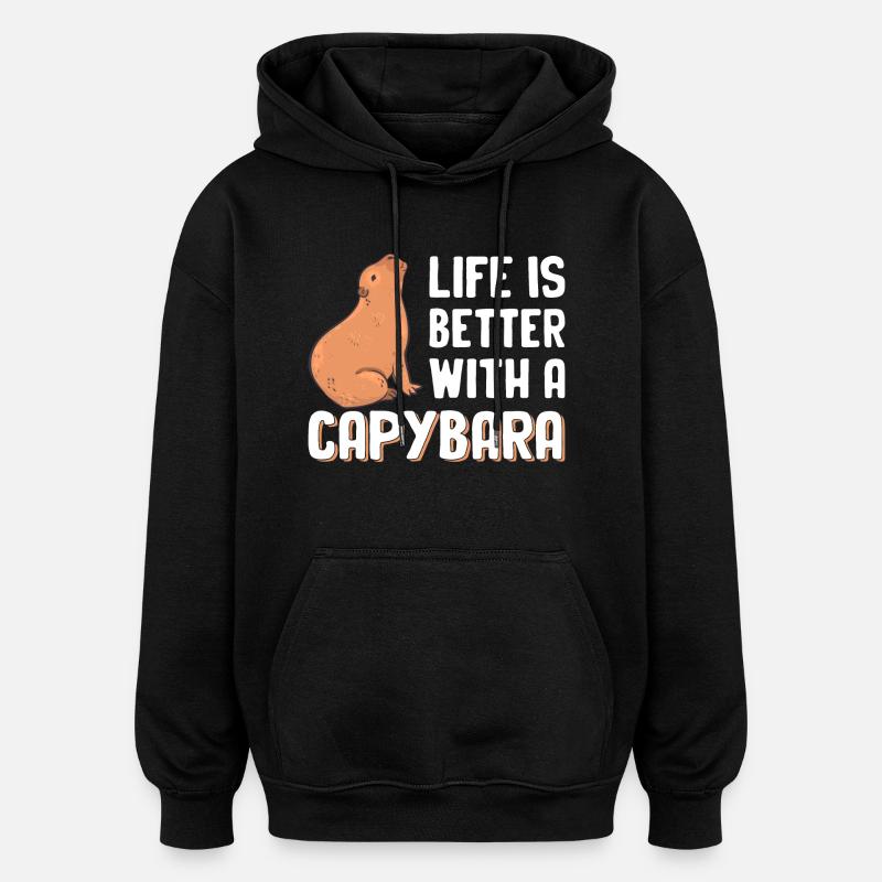 Capybara - Sweat à capuche oversize unisexe - noir