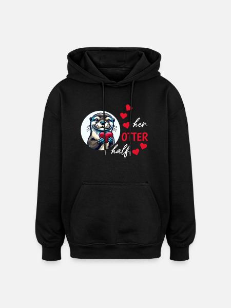 Otter half liebe geschenk - Oversized Unisex Hoodie - Schwarz