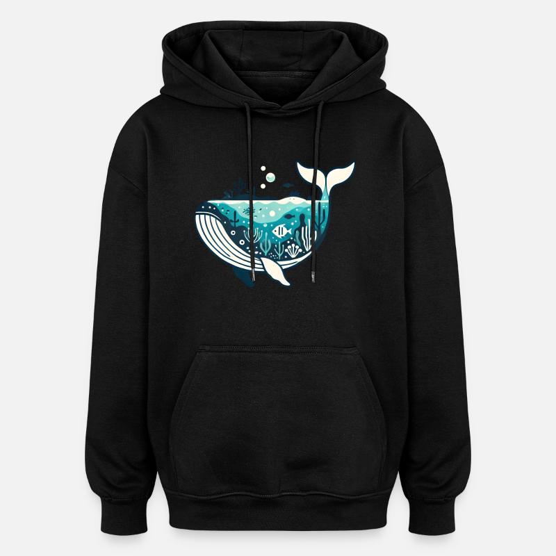 Wal - Oversized Unisex Hoodie - Schwarz