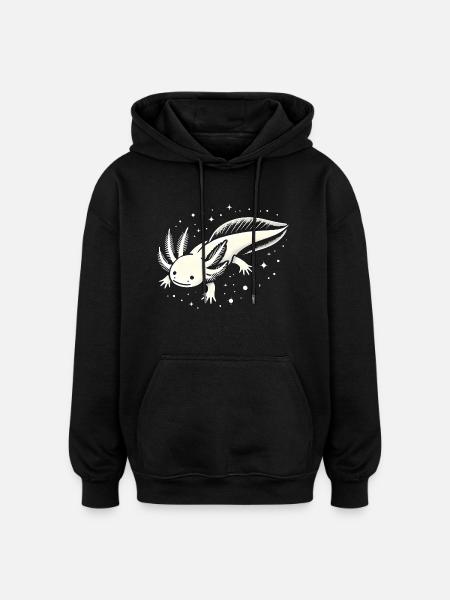 Cosmic Axolotl Illustration - Oversized Unisex Hoodie - black