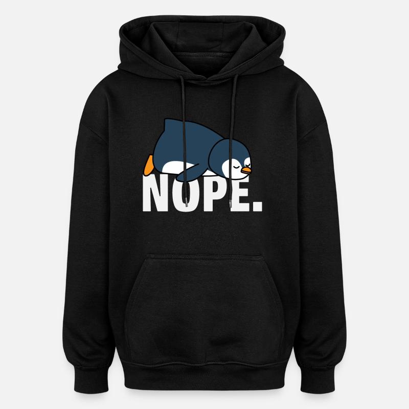 Pingouin - Sweat à capuche oversize unisexe - noir
