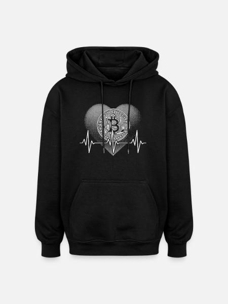 Herzschlag Bitcoin - Oversized Unisex Hoodie - Schwarz