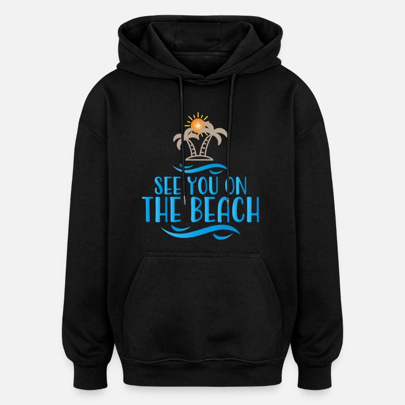 Beach - Oversized Unisex Hoodie - black
