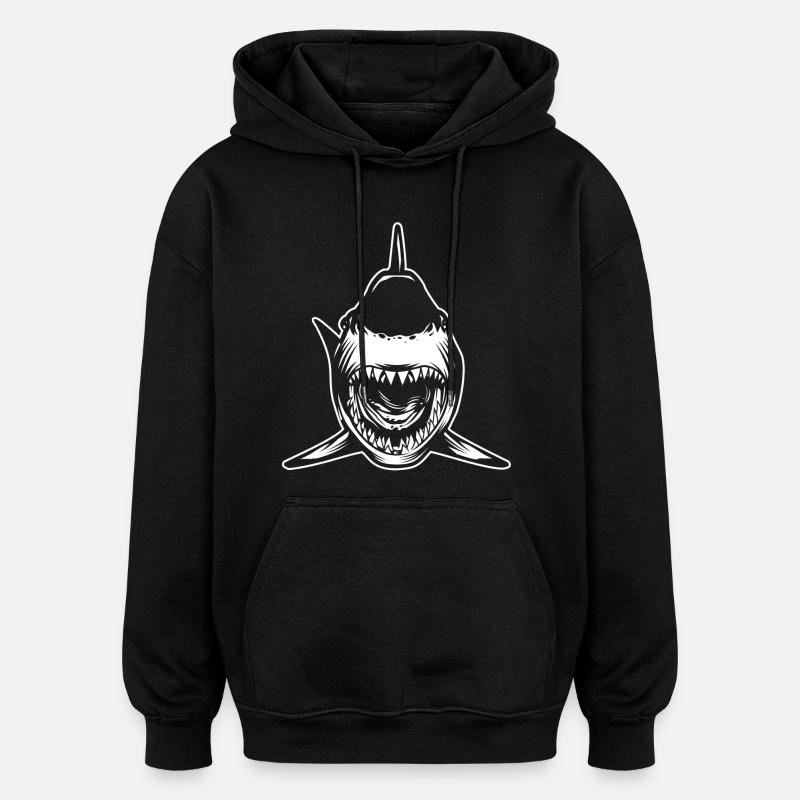 Requin gueule ouverte - Sweat à capuche oversize unisexe - noir