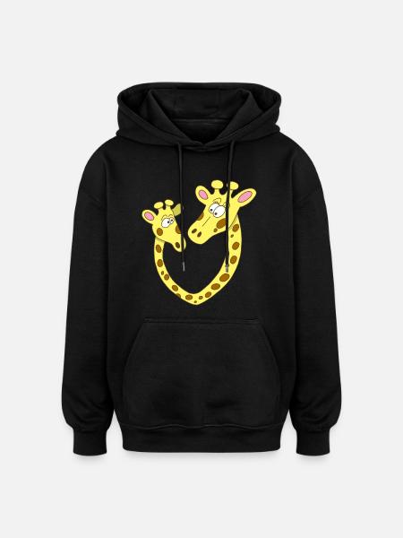 Giraffe Heart - Oversized Unisex Hoodie - black