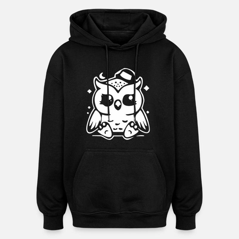 Niedliche Eulenfigur mit Hut - Oversized Unisex Hoodie - Schwarz