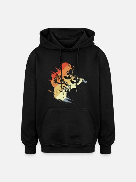Violinist Retro Look - Oversized Unisex Hoodie - Schwarz