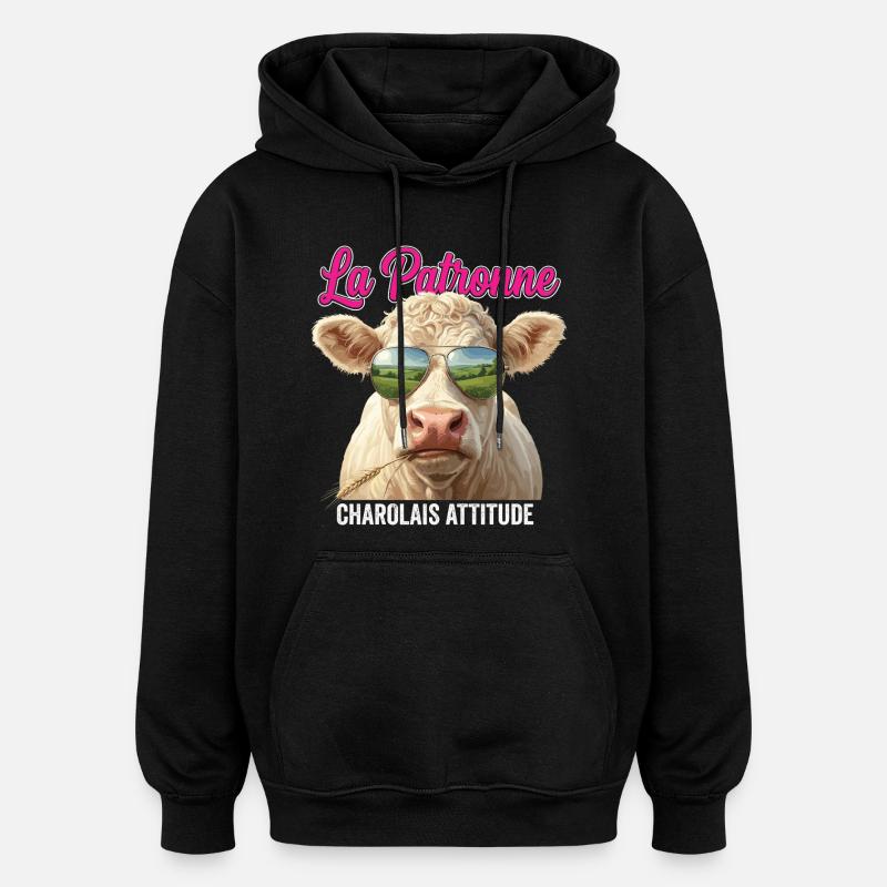 Charolais Cattle Breeding Breeder - Oversized Unisex Hoodie - black