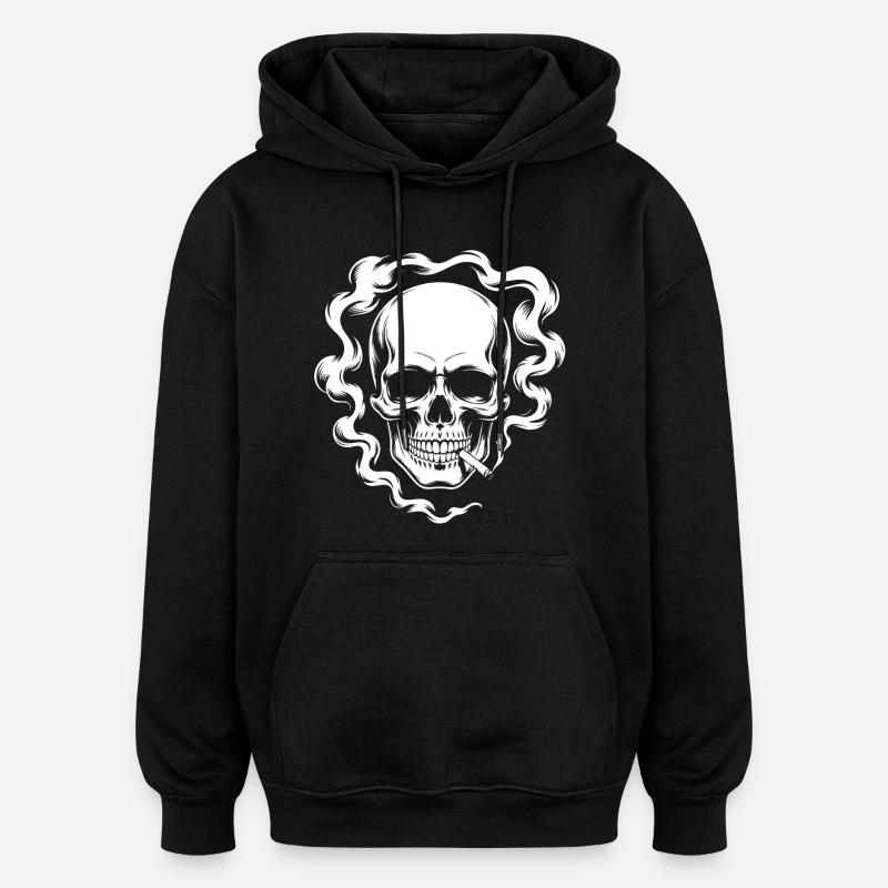 Conception du crâne fumant - Sweat à capuche oversize unisexe - noir